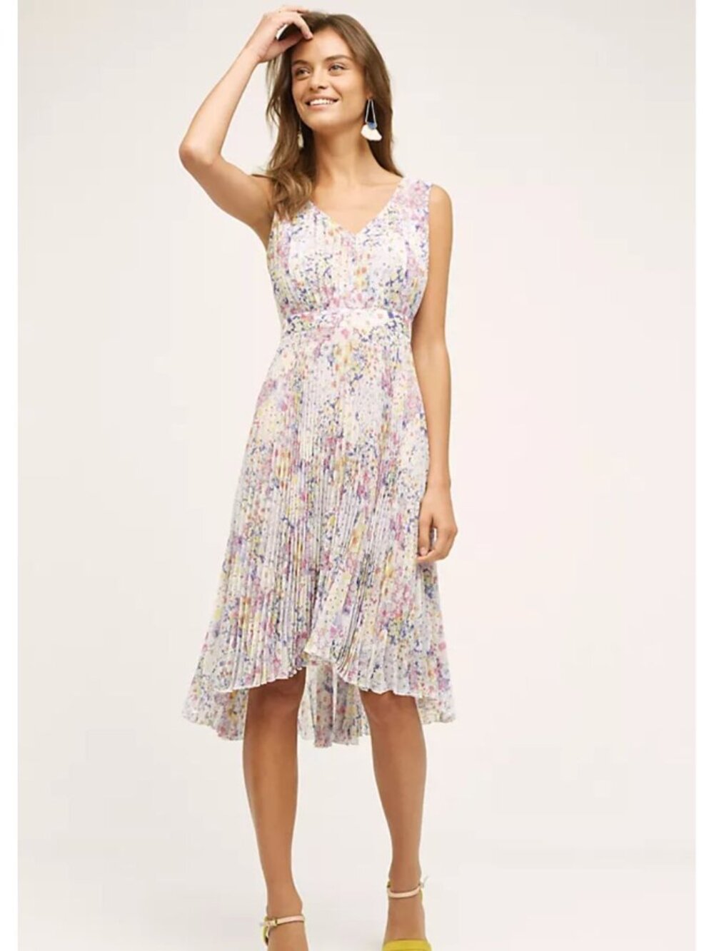 Anthropologie Plenty by Tracy Reese Evanthe Floral High-Low Midi Dress 14 EUC